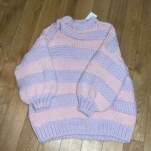Mr. Mittens oversized cable sweater // new with tags // lilac & pink